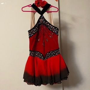 Black red skating dress